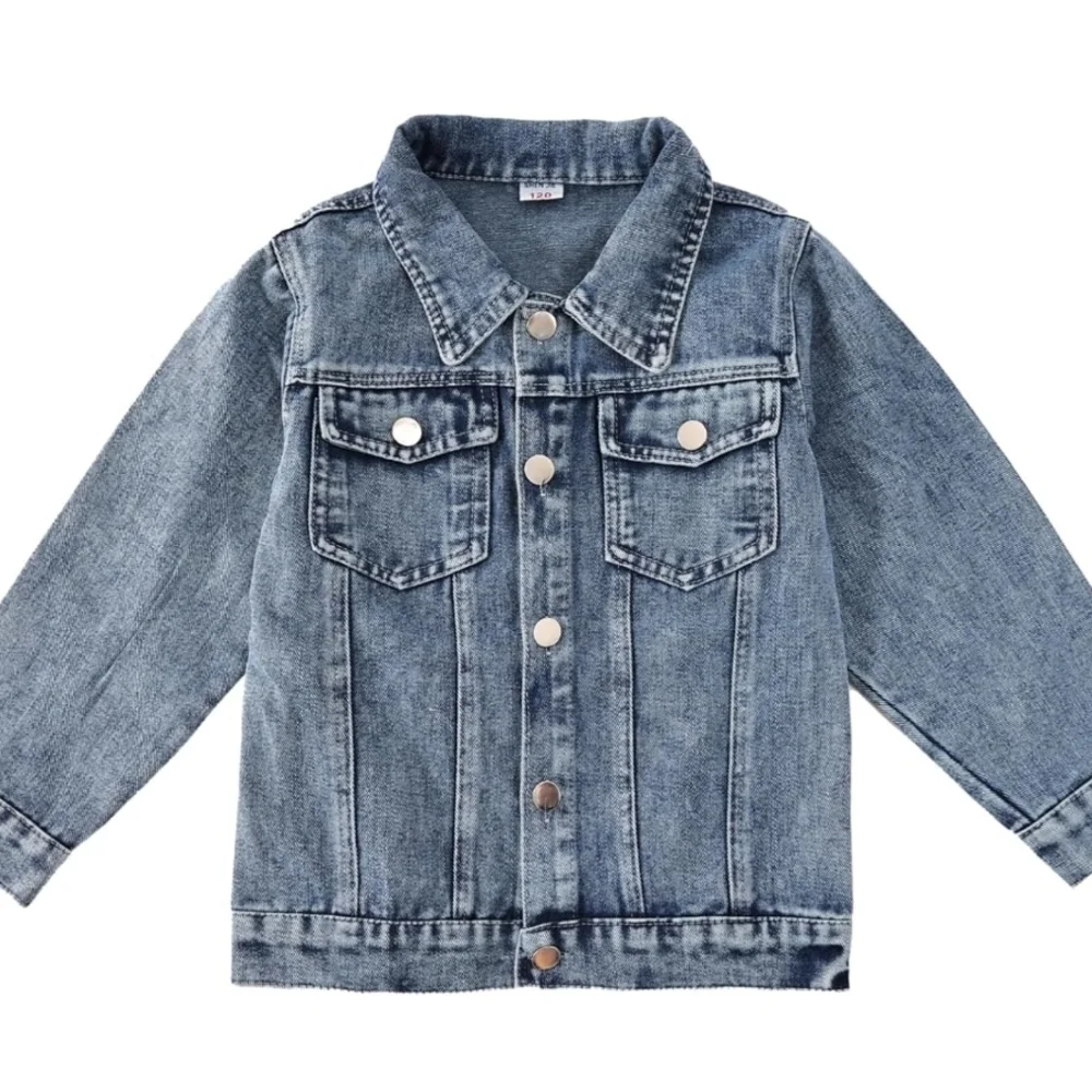 Girls Embroidered Bunny Denim Jacket Soft Cotton Jean Jacket Kids Spring Fall - Picture 2 of 8